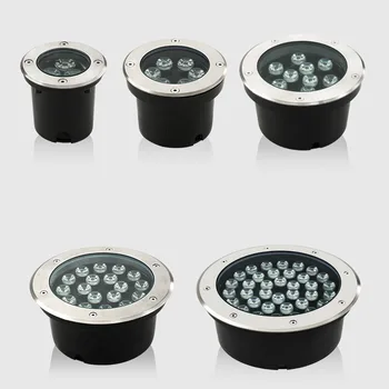 IP68 LED Lampa podziemna 6W 9W 12W 15W 18W Wpuszczane schody Światło powodziowe Reflektor gruntowy Wodoodporny ogród zewnętrzny 220V 12V 24V