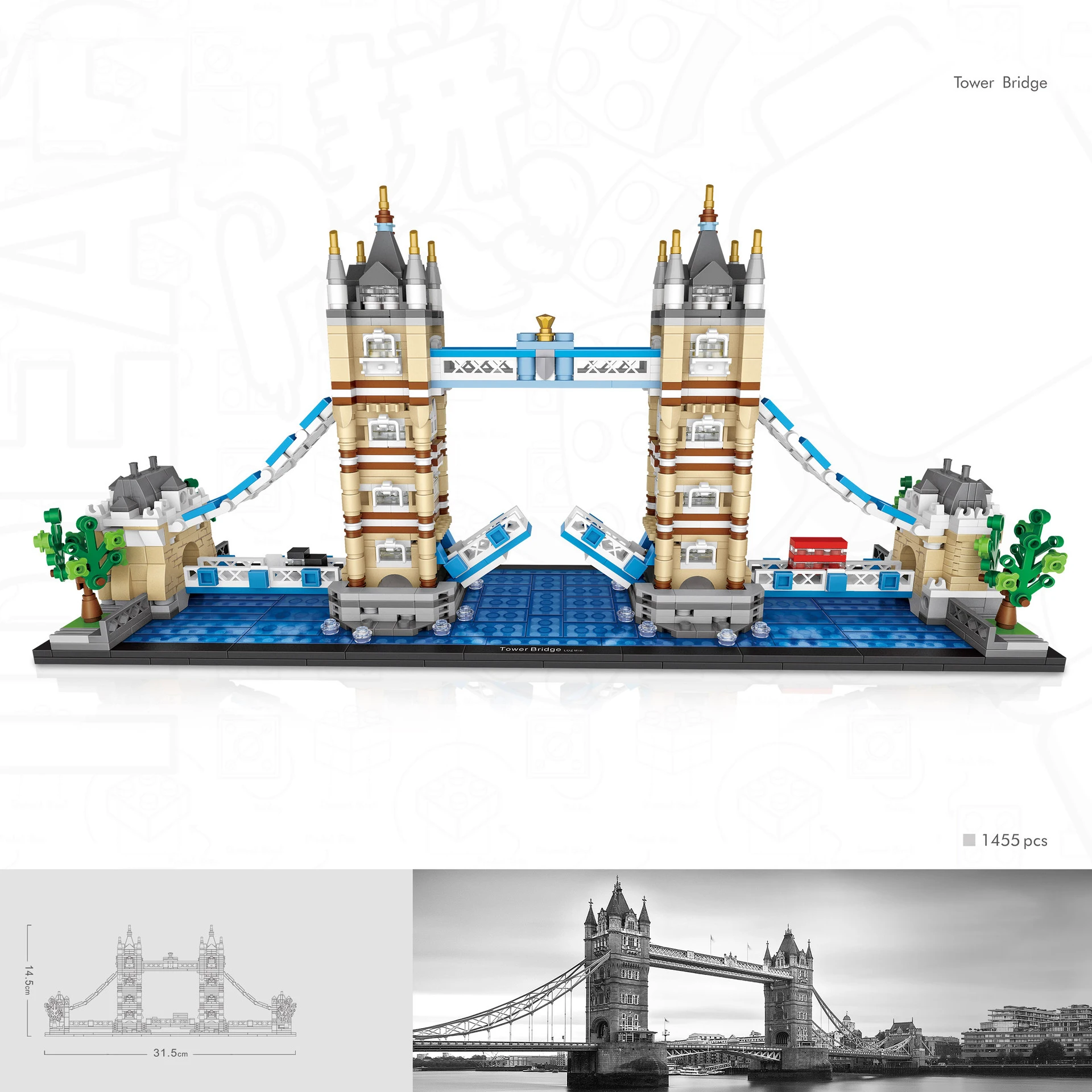 World famous architecure mini block Tower Bridge London United Kingdom building bricks model educational toys for kids gifts