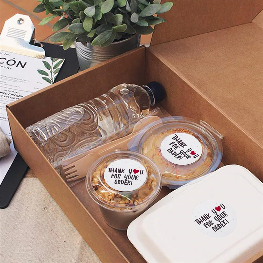 "Dank U Voor Uw Bestelling" Ronde Sticker Winkel Gift White Label Briefpapier Handgemaakte Sticker Envelop Seal Candy Gift doos Sticker