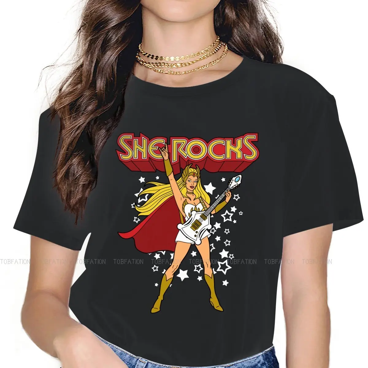 She-Ra and the Princesses of Power Adora TV Girls T Shirt She Rocks Female Tops 4XL Harajuku Kawaii Tees Ladies Cotton Tshirt