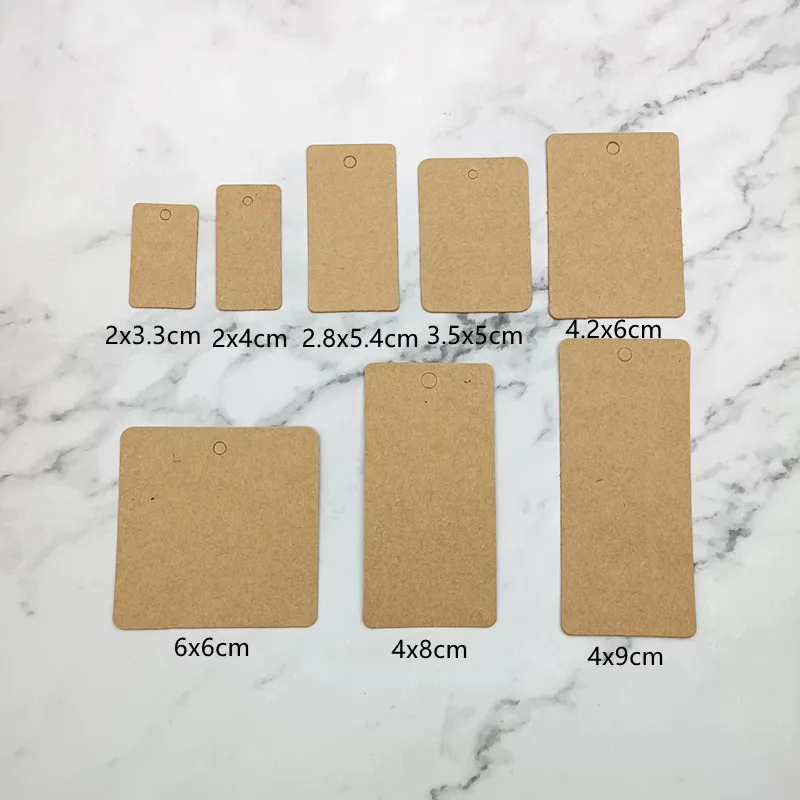 Square Kraft Paper Tags Blank Wedding Gift Price Handmade Sewing Labels Hang Clothing Garment Tags 100pcs