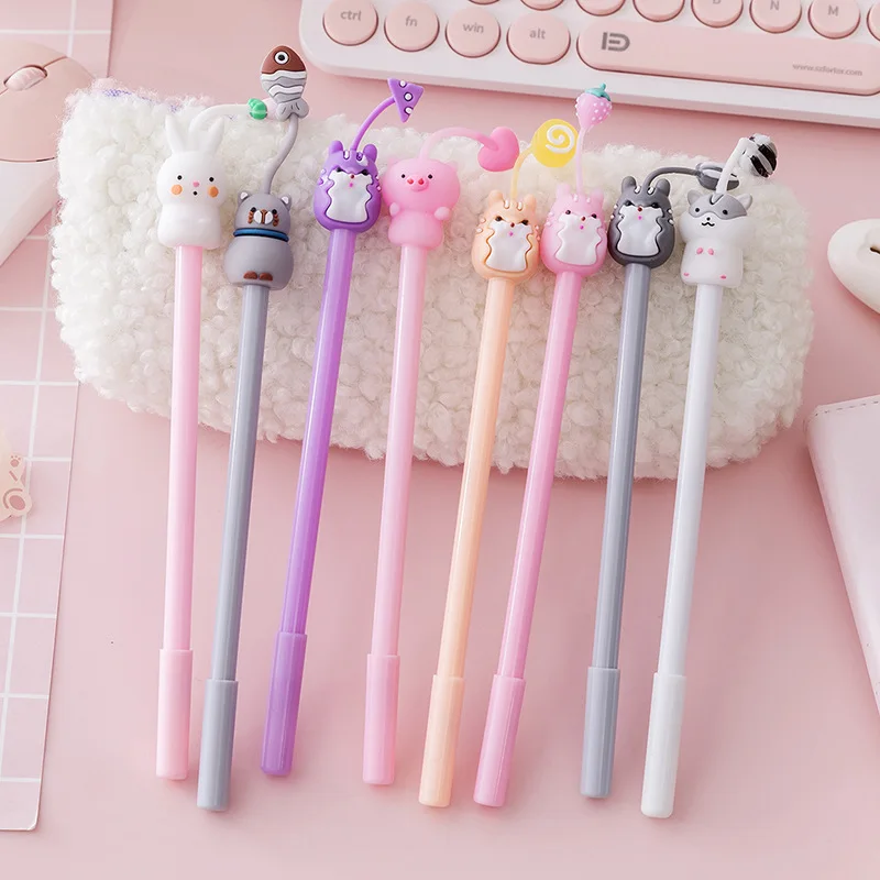 40 pcs/lot Cartoon Animal Gel Pen Cute 0.5mm black Ink Signature Pens Promotional Gift School Supplies