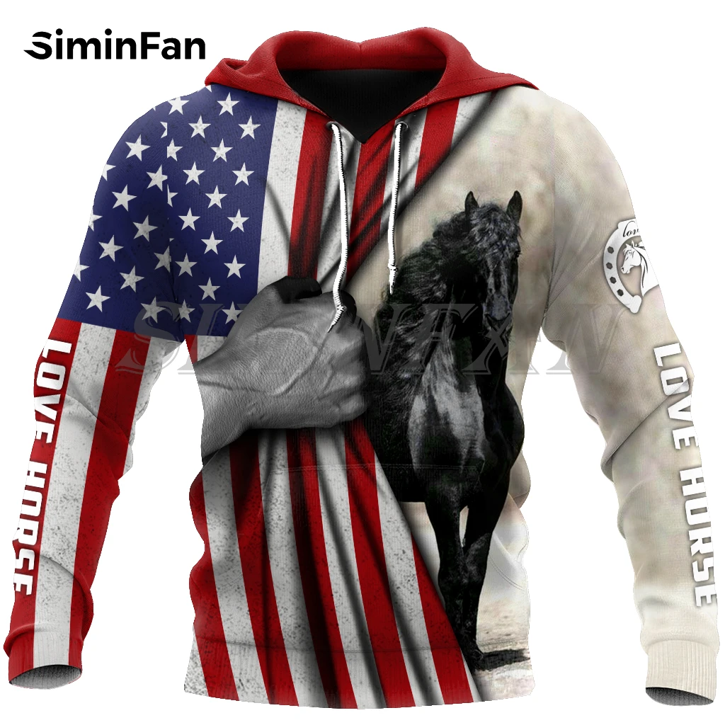 

Love Horse Racing USA Flag Mens 3D Print Hoodie Unisex Casual Sweatshirt Harajuku Pullover Women Tracksuit Zip Jacket Punk Style