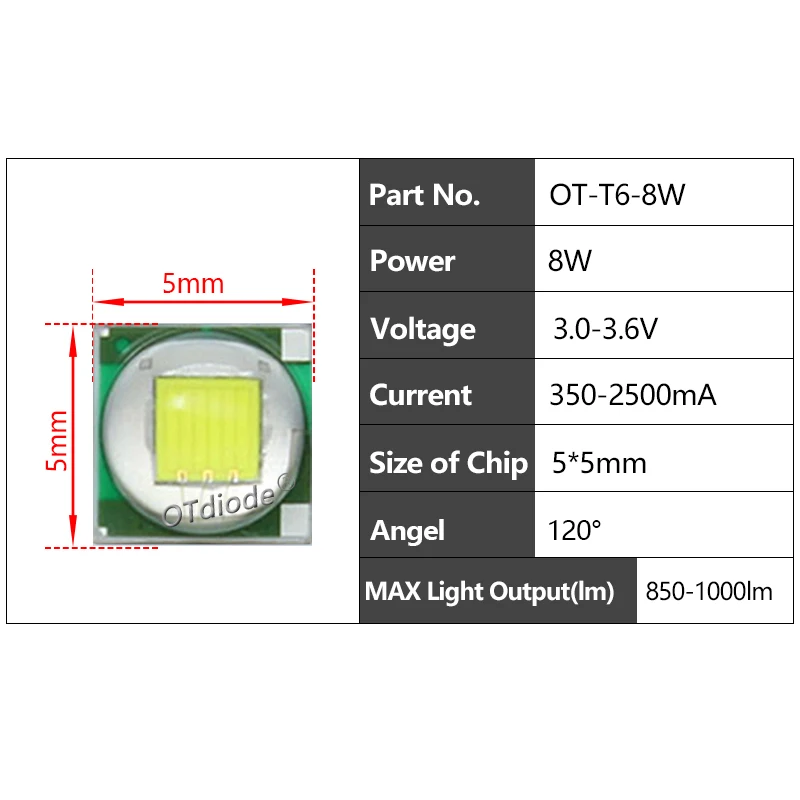 LEDリボンライト,10個,1w,3w,xpe 3.5x3.5mm,5x10w,5x5mm,XML-T6 x ml2 3v