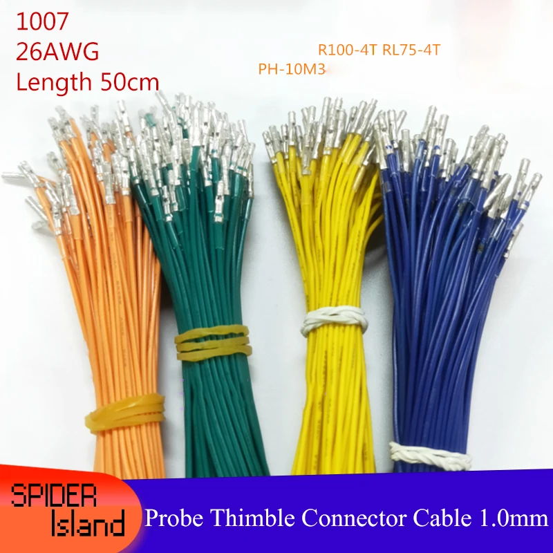 

50pcs Probe Thimble Cable 1.0mm Terminal Wire R100-4T RL75-4T PH-10M3 Other Connecting Wire 1.0 Round Hole