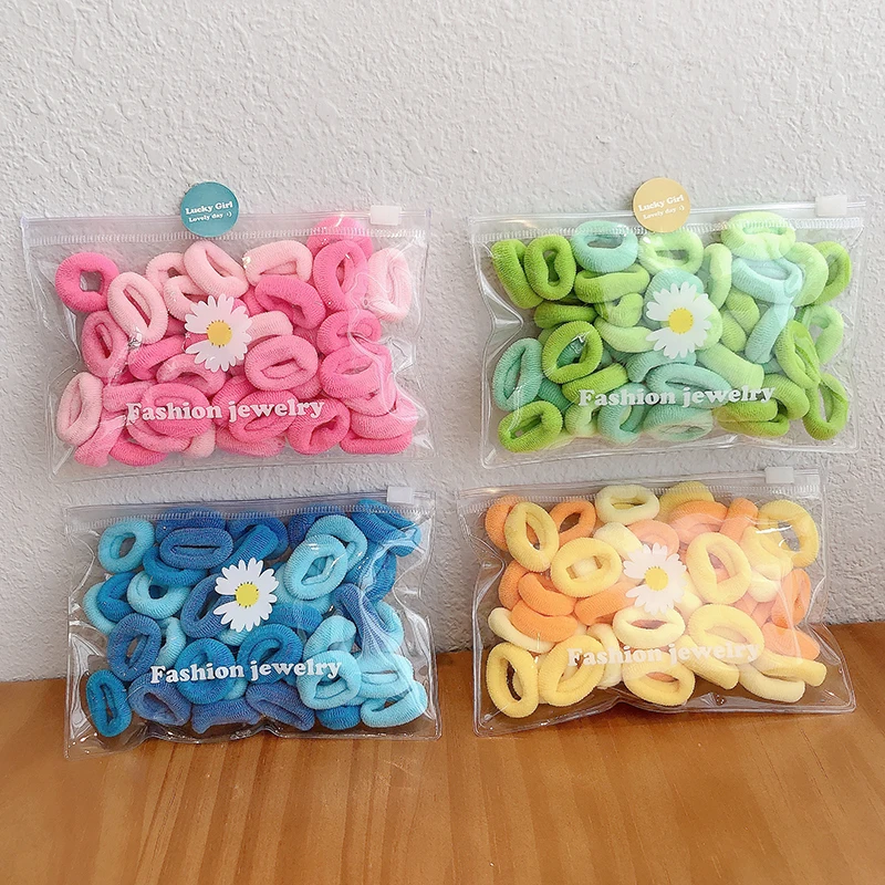 50PCS  Lovely Children Colorful Hair Ties Cute Rubber Bands Ponytail Elastic Hair Band Hair Rope Cartoon Girl Hair Accessories