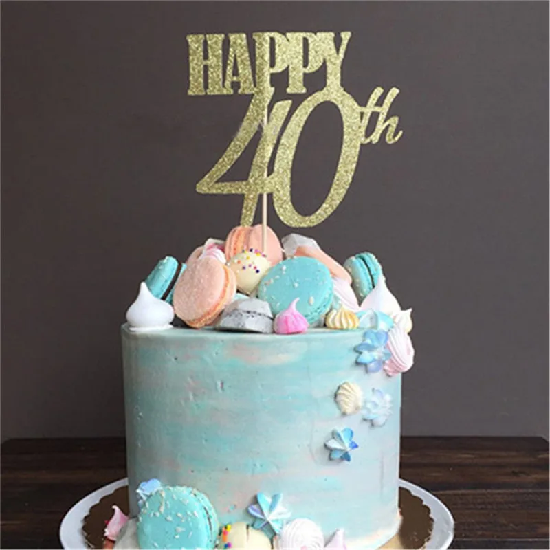 1Pcs 30 40 50 60 Years Old Cake Topper Happy Birthday Party Decor Adult 30th 40th 50th 60th Anniversary Cake Accessory Supplies