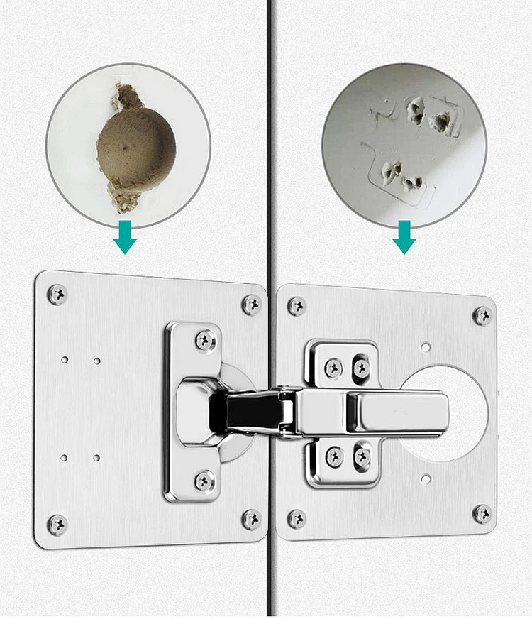 Kak Edelstahl Schrank Scharnier Reparatur platte 4-10 Pack Tür scharnier montiert Platte mit Schrauben Möbel Hardware Zubehör – Detail 13
