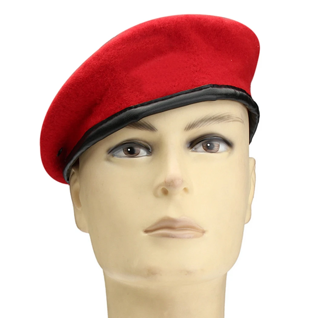 OVTRB British Military Berets with Leather Sweatband Adjustable Mens Army Wool Beret Party Hat