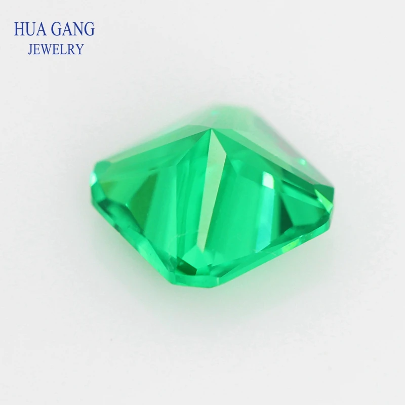 Green Nano Stone Square Chamfer Shape Synthetic Gems For Jewelry Making 3x3mm-10x10mm