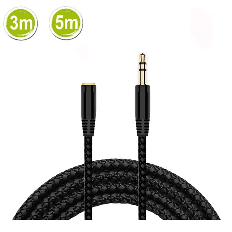 Cable de extensión de auriculares de 3m/5 m, conector macho a hembra de 3,5mm, Cable auxiliar M/F, extensor de Audio estéreo, Cable de auriculares