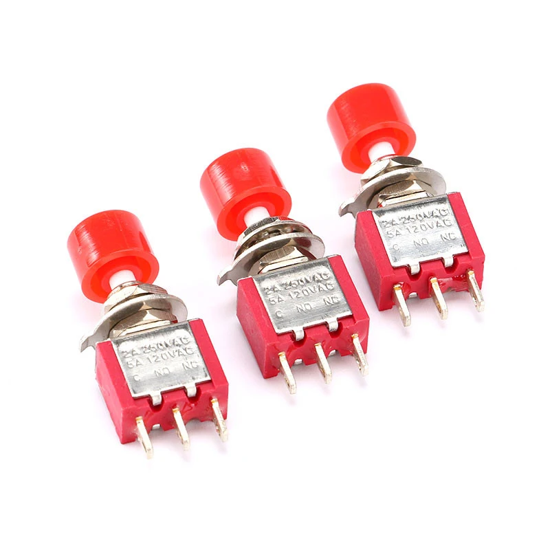 5pcs Button switch jog button switch PS-102 202 round self-reset button switch with cap 3/6 feet