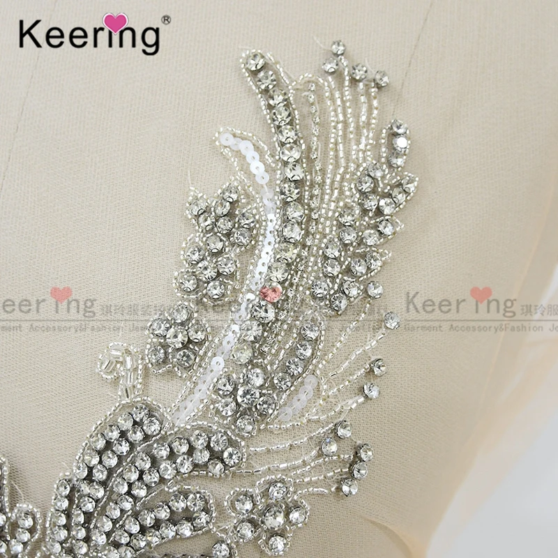 Keering Blingbling Silver Crytal Rhinestone Corpo para Vestido de Noiva