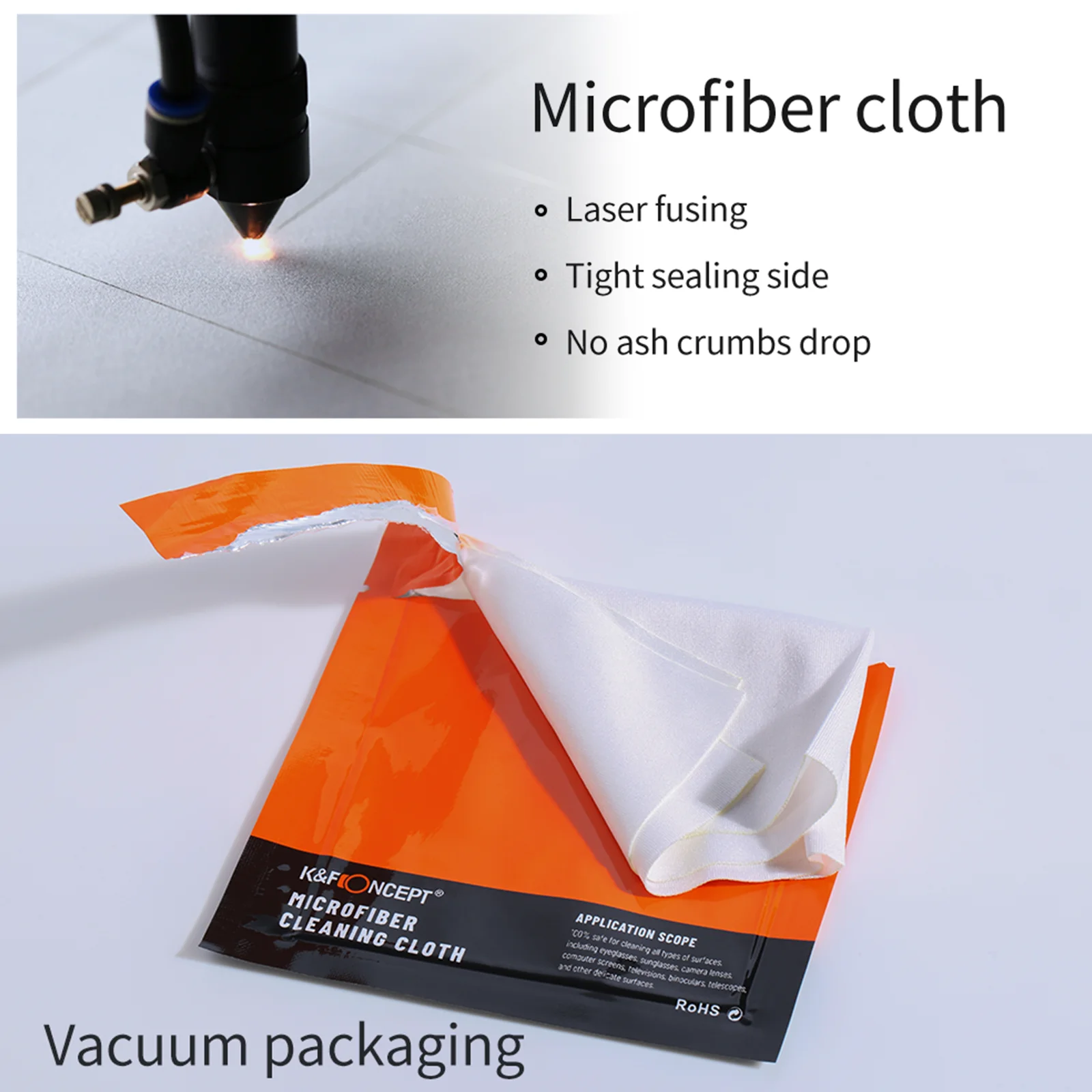 K&F Concept 5Pack Individually Vacuum Wrapped Microfiber Cleaning Cloths for Camera Lens Glasses Phones LCD Screens