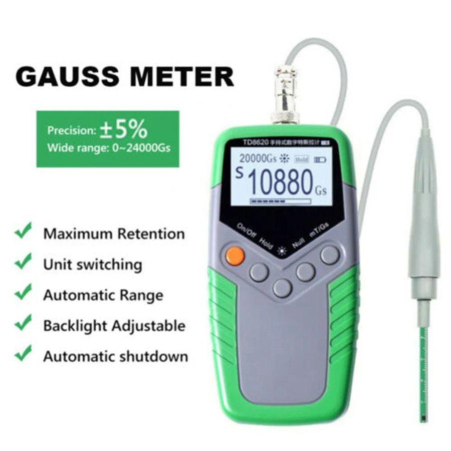 مقياس Gauss الرقمي ، مقياس تسلا محمول ، مغناطيس دائم ، دقة 5%