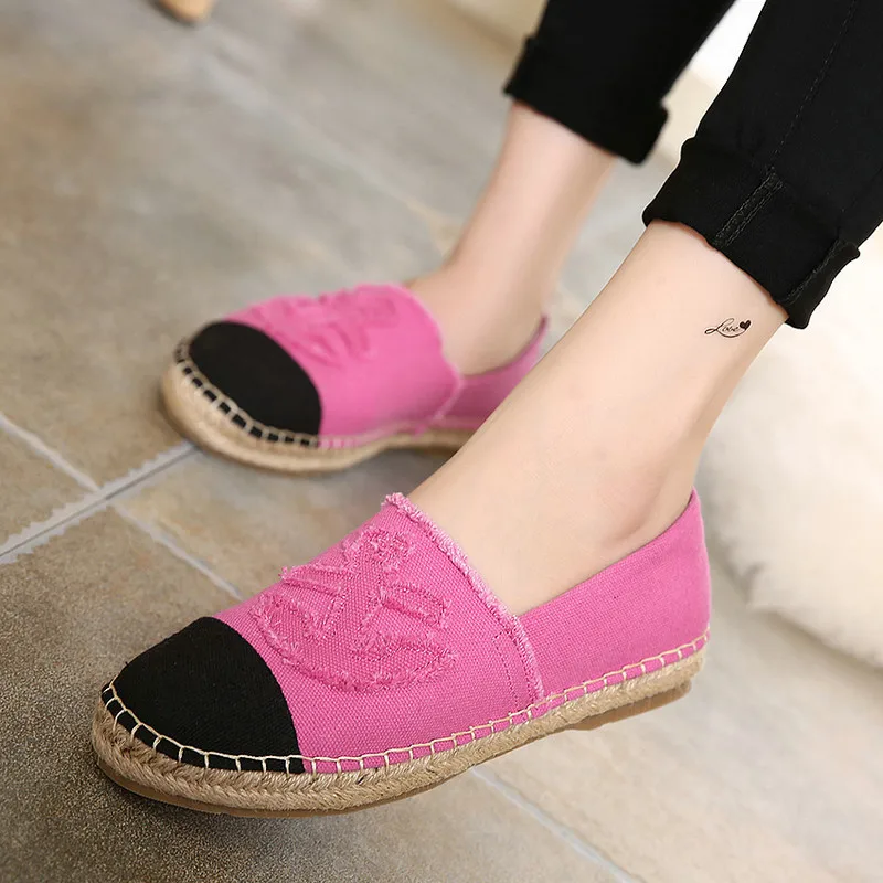 Women Canvas Shoes Slip On Espadrilles Woman Comfortable Round Toe Loafers Flats Ladies Casual Flat Shoes