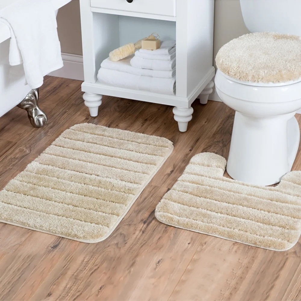 

Soft Bathroom Carpet Set Home Toilet Lid Cover Toliet Rug Combination Sold Color Room Rug Floor Mat For Bath Decor Foot Pad