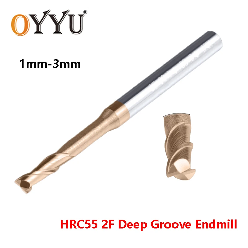 

OYYU 2 Flute Deep Long Neck Tungsten Steel End Mills HRC55 Deep Groove Router Bit 1 1.5 2 2.5 3 mm Cabride Endmill CNC