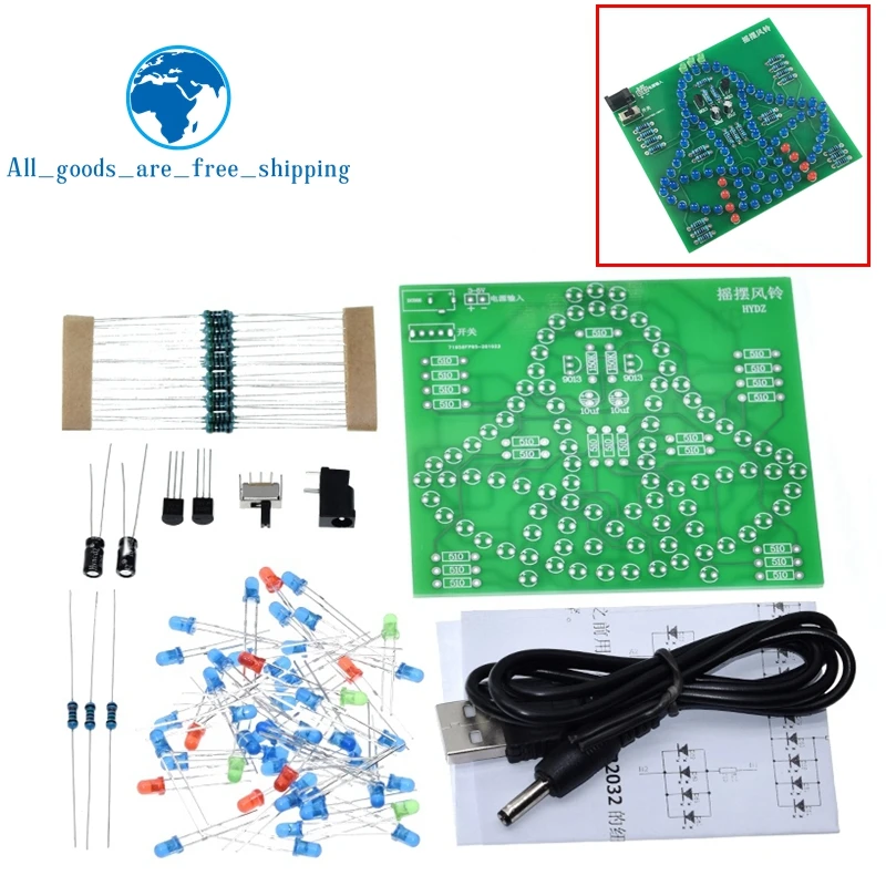 Laboratory Swing bells Wobbly Windbell Fun Electronic DIY Kit Wring 95 LEDs Wind bell 5V 9V