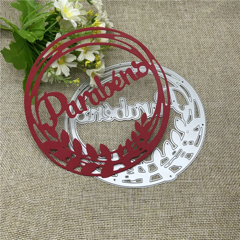 Round Spanish Happy Metal cutting dies mold Round hole label tag Scrapbook paper craft knife mould blade punch stencils dies
