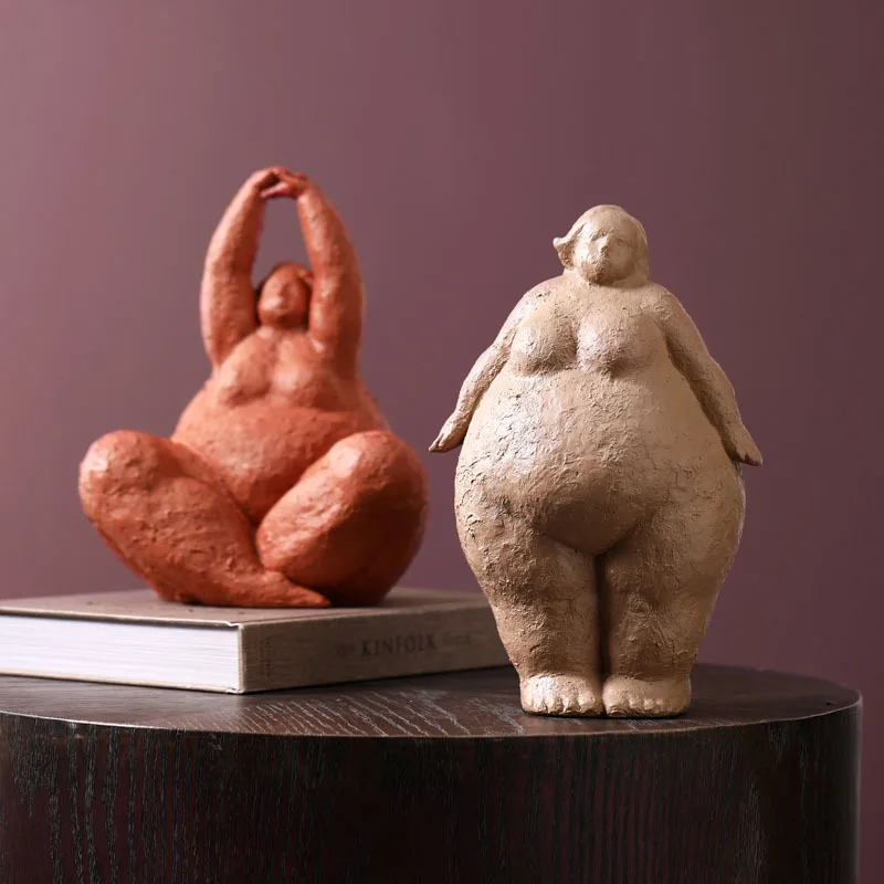 Abstract Fat Lady Figurines Vintage Woman Statue Tabletop Resin Crafts Gifts Home Decoration Ornaments Creative Figures