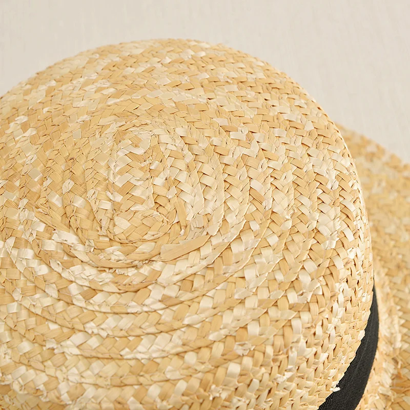 simple Summer Flat Sun Hats For Women Chapeau Feminino Straw Hat Panama Style Cappelli Side With Bow Beach Bucket Cap Girl Topee