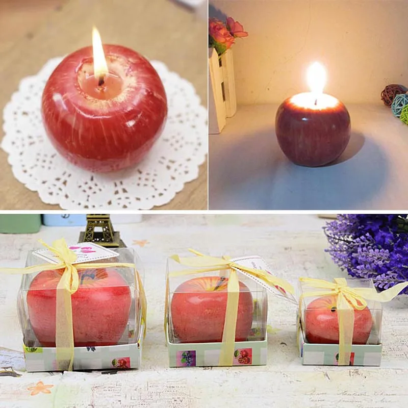 Fruit Candles Christmas Simulation Artificial Apple Shape Candles Christmas Eve Wedding Party Decoartion Supplies Creative Gift