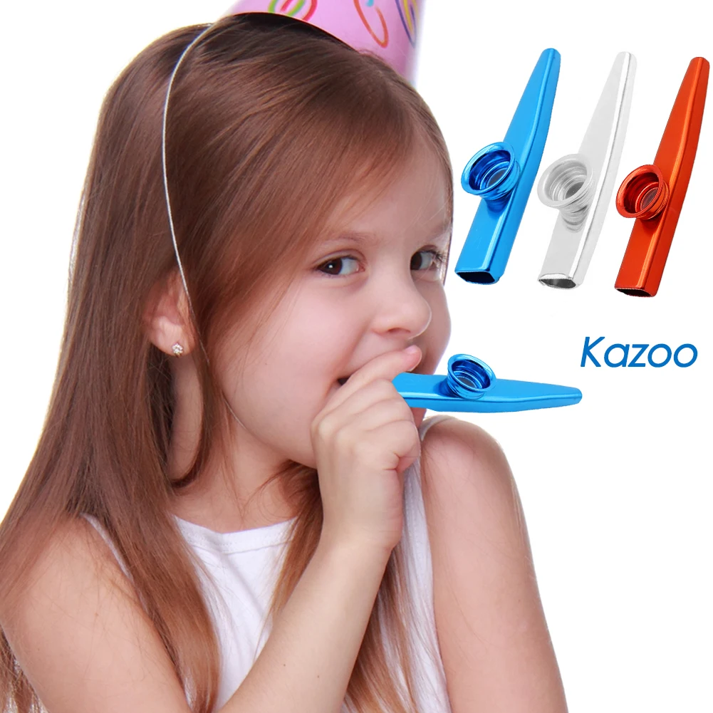 1-10PCS Metal Kazoo Portable Mouth Flute Woodwind Instrument Kazoo for Kids Children Beginner Music Lovers Gift