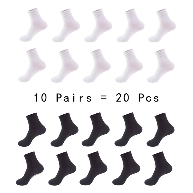 10 Pairs Business Casual Cotton Off white Socks Men Spring Winter Solid Colors Crew Socks Male Breathable Black Socks Pack Meias