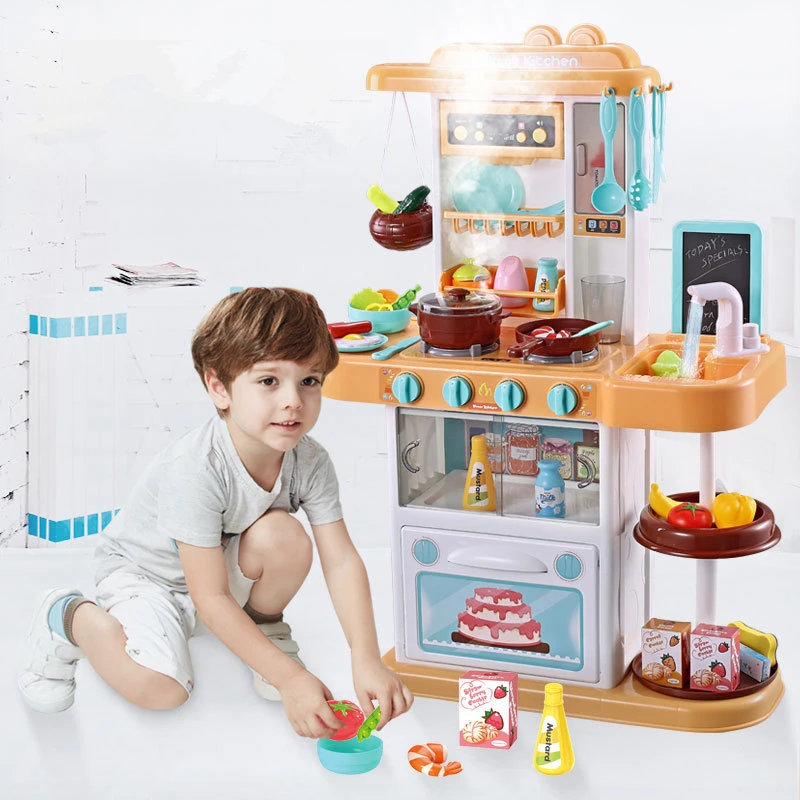 

Children's Educational toys kid's Kitchen With Light Simulation Spray kitchen Toy Play house simulation kitchen Cooking Toy Set