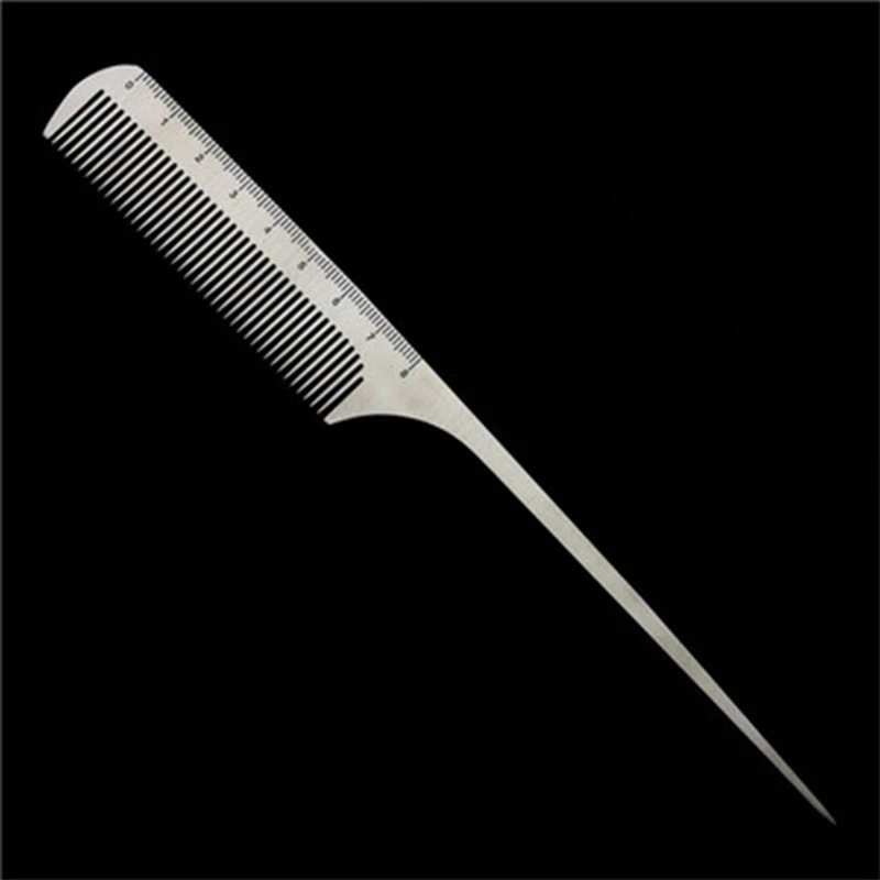 stainless steel comb professional ultra-thin metal hair cutting comb hairdressing steel comb flat head comb dedicated
