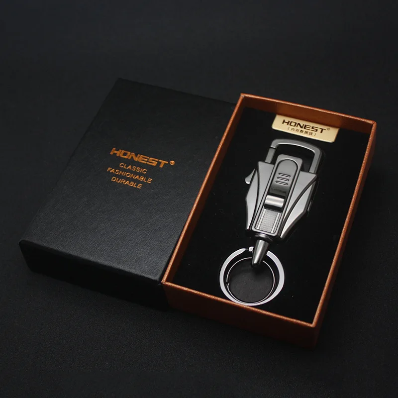 Honest Car Key Chain Creative Cigarette Lighter Multifunction Tool Men Key Chain Ring Holder Fathers Day Gift High Grade Jewelry