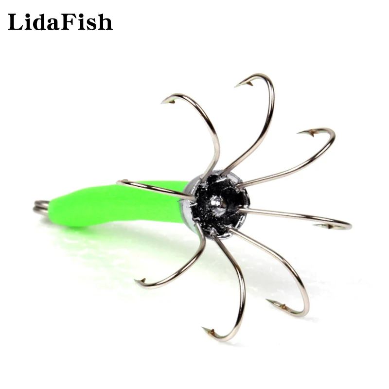 

LIDAFISH New 5/Pcs Octopus Umbrella Hook Deep Sea Cuttlefish Stainless Steel Fishing Hook 8.7g/6.8cm Fishing Tackle