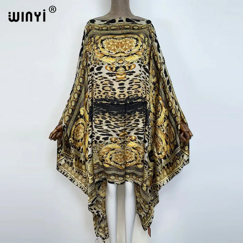 WINYI-Kaftan africain pour femmes, vêtements de plage surdimensionnés, boho, costume solide, robe de fête, vacances, vêtements de Noël