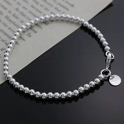 fashion Elegant Gold plated silver color 4MM beads chain women Letter cute Bracelet high quality Gorgeous jewelry