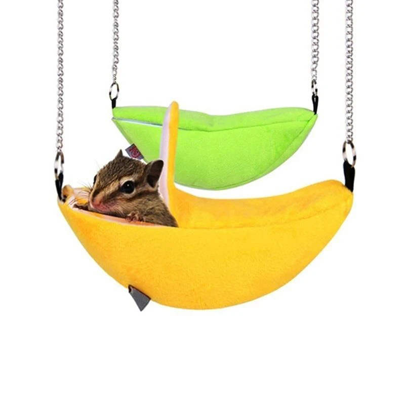 Cute Banana Shape Rat Mouse Living Nest House Plush Cotton Hamster Warm House Hammock Hanging Tree Beds Hamster Accessories