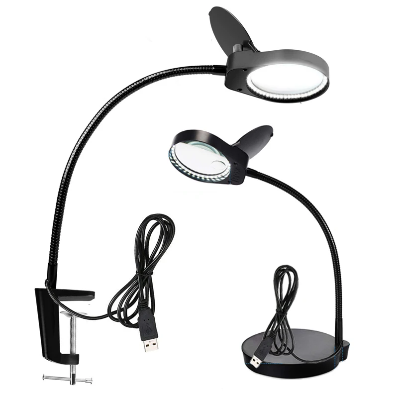 

2IN1 8x15x Lighted Magnifier with Stand & Clamp Bright LED Magnifying Desk Lamp for Reading, Close Work, Task, Workbench, Craft