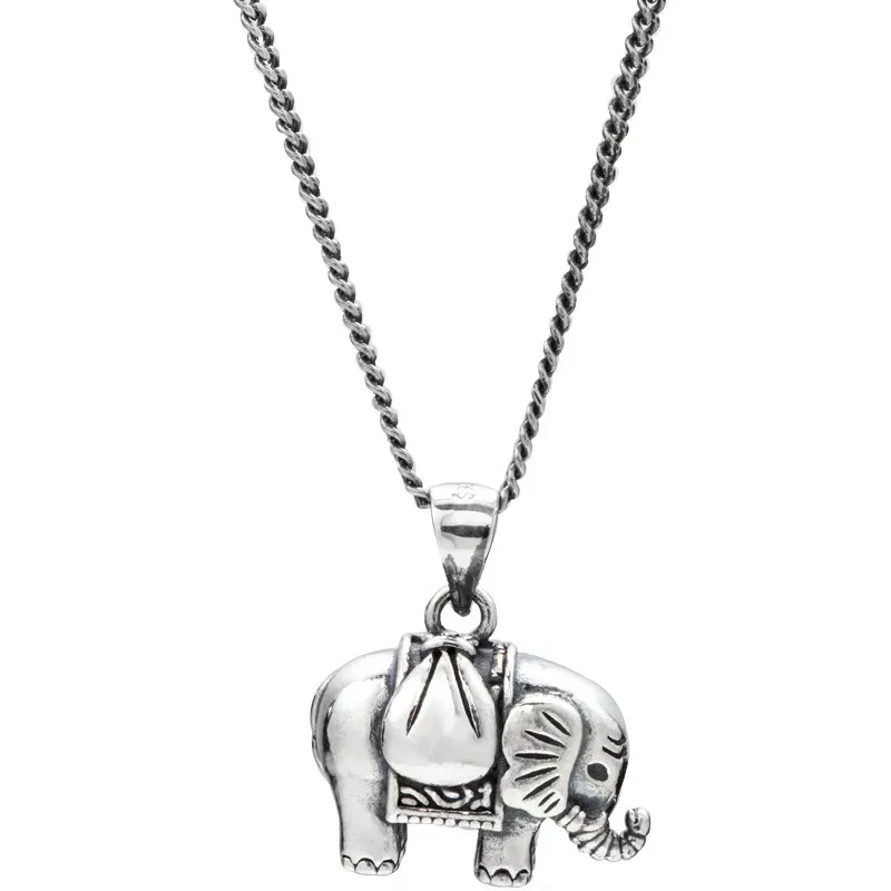 925 Sterling Silver Hot Sell Personality Elephant Animal Ladies Pendant Necklace Wholesale Jewelry For Women Hip hop Gift