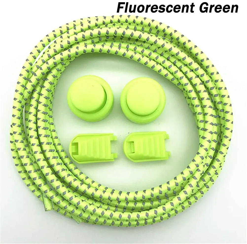 1Pair Colored Dots Round Shoelaces Elastic Plastic Lock Hiking Sport No Tie Shoelace Adult Children Shoe Accessories Rubber Band