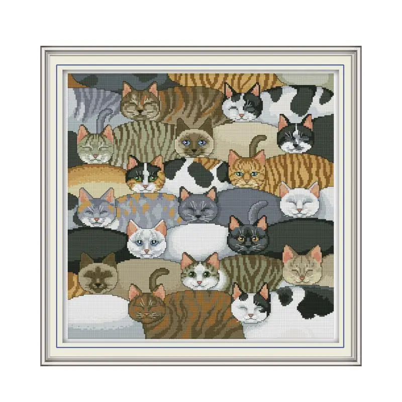 Cats cross stitch kit aida 14ct 11ct count printed canvas stitches embroidery DIY handmade needlework