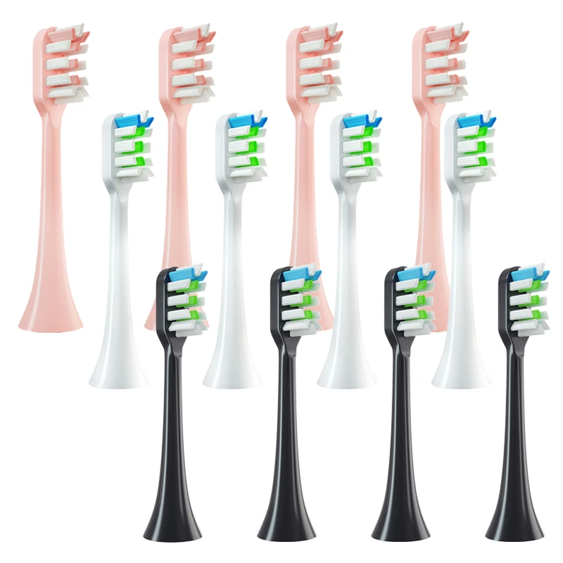 수카스 X3/X3U/X5 교체용 칫솔 헤드, 깨끗한 칫솔 헤드, 음파 전동 칫솔, 부드러운 강모 노즐, 4 개