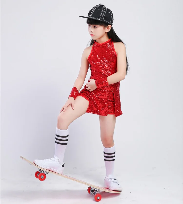 Children Stage Dancewear Kid Hip-hop Jazz Dance Suit Girl Modern Dance Clothing Girl Cheerleading Costumes