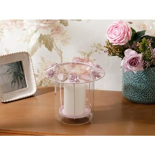 English Home Flower Art Candle holder 18 X18X16,5 Cm Light pink