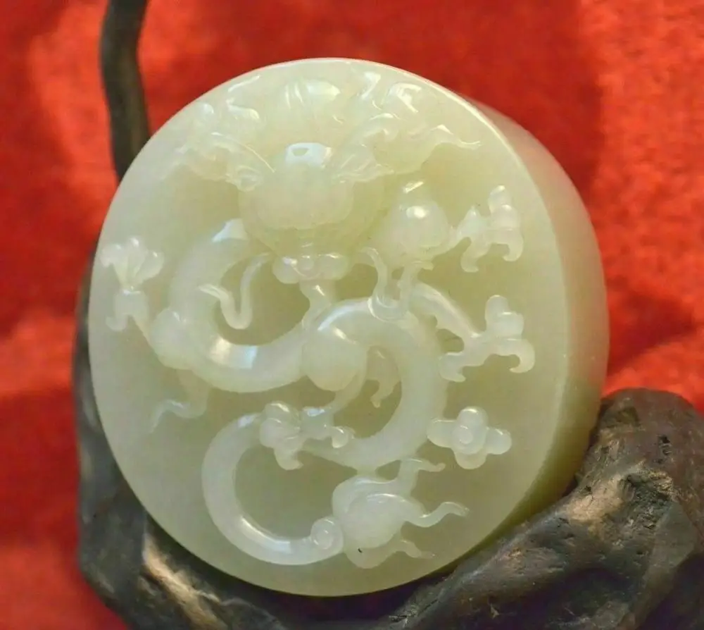 Big Treasure Royal Certificated Hetian White Jade Celetial Dragon&Phoenix Pei Carving FTTT Timestown 20201126A