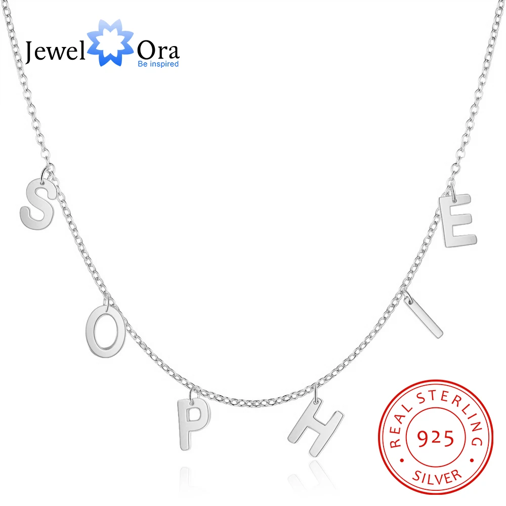 

JewelOra Personalized Name Capital Letter Initial Necklace for Women 925 Sterling Silver Custom Nameplate Jewelry New Year Gifts