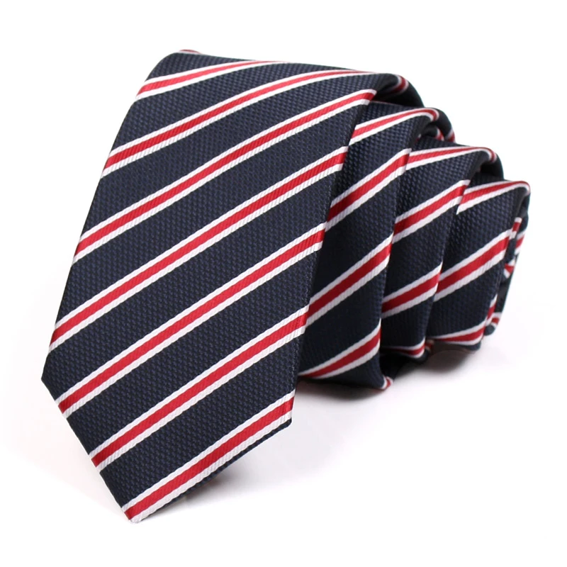 

2020 New Fashion Formal Neck Tie For Men Business Suit Work Necktie Men 6CM Red Blue Striped Tie Male Slim Ties With Gift Box