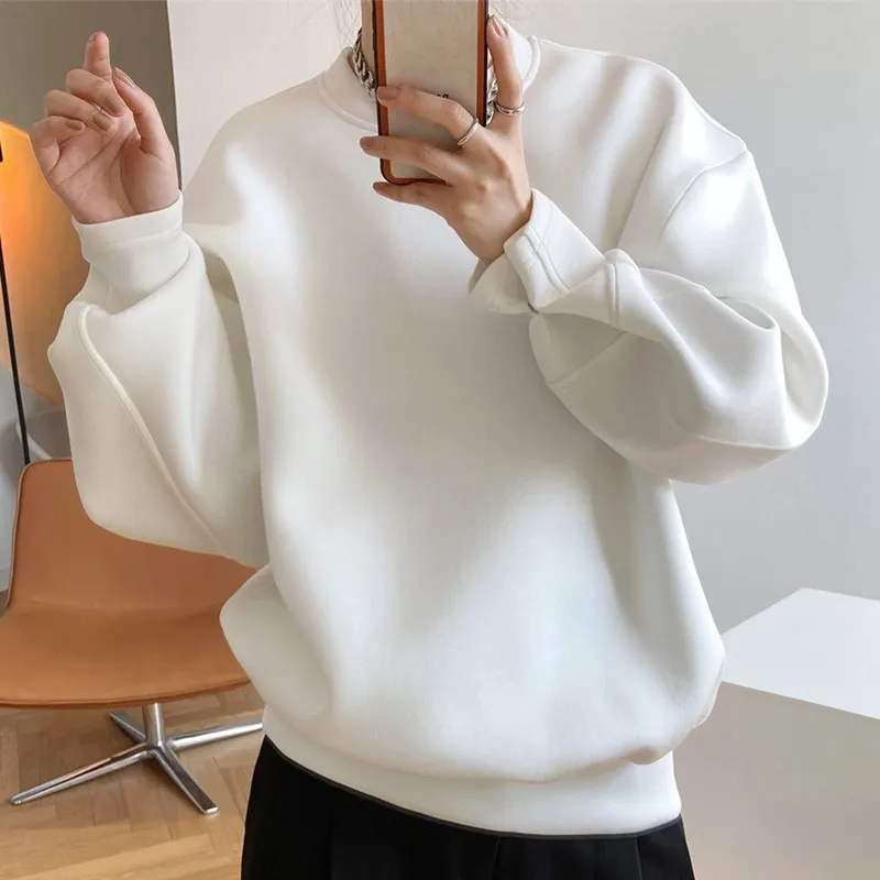 

Autumn Women Round Neck Hoodies Sweatshirts Oversized Loose Long Sleeve Harajuku Casual Hooded Pullovers Streetwear Female