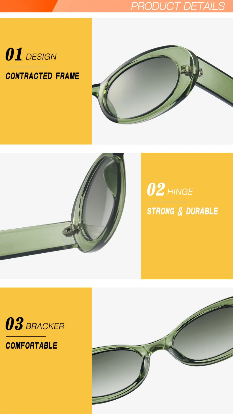 Mode Oval Sonnenbrille Vintage Marke Designer Platz Retro Sonnenbrille Weibliche Dame Brillen Gelee Farbe Shades UV400 – Detail 17