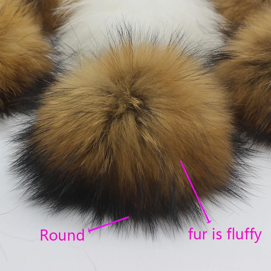 5pcs/ Lot DIY Big 15cm Pompon Raccoon Fox Fur Pom Poms Fur Balls For Knitted Hat Cap Beanies and Scarf Real Natural Fur Pompoms