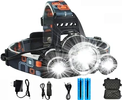 E2 Drop Shipping Rechargeable 3led Headlamp Fishing Headlight Torch Hunting Head Lamp Camping Headlamp Flashlight Head Light